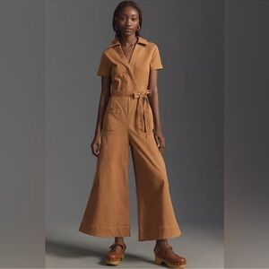 NWT Anthropologie Maeve Faux-Wrap Short Sleeve Culotte Jumpsuit 8